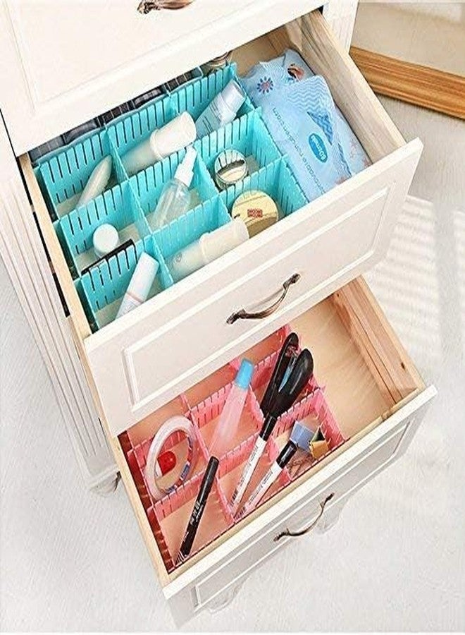 LEAWALL Adjustable Stretchable Interlocking Drawer Clapboard Divider/Grid Closet Sorting Partition/Plastic Strips Separators Cabinet Storage Box Socks/Makeup,1 Set of 6 Pc, Multi Color - Image 3
